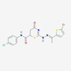 molecular formula C17H14BrClN4O2S2 B431170 2-[(2E)-2-[1-(5-bromothiophen-2-yl)ethylidene]hydrazinyl]-N-(4-chlorophenyl)-4-oxo-5,6-dihydro-1,3-thiazine-6-carboxamide 