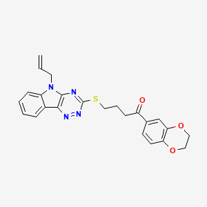 1-(2,3-dihydro-1,4-benzodioxin-6-yl)-4-{[5-(prop-2-en-1-yl)-5H-[1,2,4]triazino[5,6-b]indol-3-yl]sulfanyl}butan-1-one