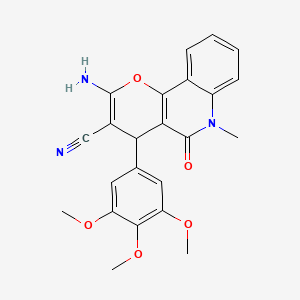 molecular formula C23H21N3O5 B4311718 2-氨基-6-甲基-5-氧代-4-(3,4,5-三甲氧基苯基)-5,6-二氢-4H-吡喃[3,2-c]喹啉-3-腈 