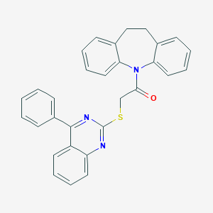 molecular formula C30H23N3OS B431172 5-{[(4-phenyl-2-quinazolinyl)sulfanyl]acetyl}-10,11-dihydro-5H-dibenzo[b,f]azepine 