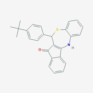 molecular formula C26H23NOS B431173 6-(4-tert-butylphenyl)-6,12-dihydro-5H-benzo[b]indeno[1,2-e][1,4]thiazepin-5-one 