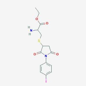 molecular formula C15H17IN2O4S B431175 Ethyl 2-amino-3-[1-(4-iodophenyl)-2,5-dioxopyrrolidin-3-yl]sulfanylpropanoate CAS No. 1076263-39-2