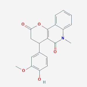 molecular formula C20H17NO5 B4311758 4-(4-hydroxy-3-methoxyphenyl)-6-methyl-4,6-dihydro-2H-pyrano[3,2-c]quinoline-2,5(3H)-dione 