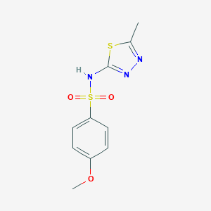 molecular formula C10H11N3O3S2 B431179 4-methoxy-N-(5-methyl-1,3,4-thiadiazol-2-yl)benzenesulfonamide 