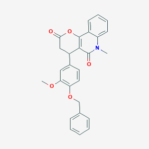 molecular formula C27H23NO5 B4311792 4-[4-(benzyloxy)-3-methoxyphenyl]-6-methyl-4,6-dihydro-2H-pyrano[3,2-c]quinoline-2,5(3H)-dione 