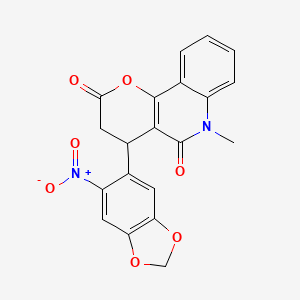 6-methyl-4-(6-nitro-1,3-benzodioxol-5-yl)-4,6-dihydro-2H-pyrano[3,2-c]quinoline-2,5(3H)-dione