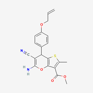 molecular formula C20H18N2O4S B4311814 methyl 5-amino-6-cyano-2-methyl-7-[4-(prop-2-en-1-yloxy)phenyl]-7H-thieno[3,2-b]pyran-3-carboxylate 