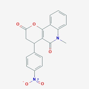 molecular formula C19H14N2O5 B4311836 6-METHYL-4-(4-NITROPHENYL)-2H,3H,4H,5H,6H-PYRANO[3,2-C]QUINOLINE-2,5-DIONE 