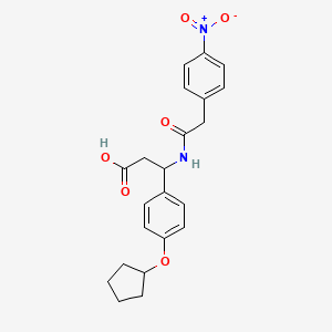 molecular formula C22H24N2O6 B4311853 3-[4-(CYCLOPENTYLOXY)PHENYL]-3-{[2-(4-NITROPHENYL)ACETYL]AMINO}PROPANOIC ACID 