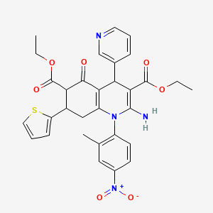 DIETHYL 2-AMINO-1-(2-METHYL-4-NITROPHENYL)-5-OXO-4-(3-PYRIDYL)-7-(2-THIENYL)-1,4,5,6,7,8-HEXAHYDRO-3,6-QUINOLINEDICARBOXYLATE