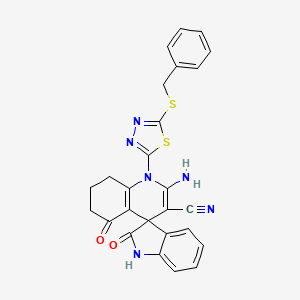 molecular formula C26H20N6O2S2 B4311867 2'-amino-1'-[5-(benzylthio)-1,3,4-thiadiazol-2-yl]-2,5'-dioxo-1,2,5',6',7',8'-hexahydro-1'H-spiro[indole-3,4'-quinoline]-3'-carbonitrile 