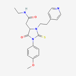 N-ETHYL-2-[1-(4-METHOXYPHENYL)-5-OXO-3-[2-(PYRIDIN-4-YL)ETHYL]-2-SULFANYLIDENEIMIDAZOLIDIN-4-YL]ACETAMIDE