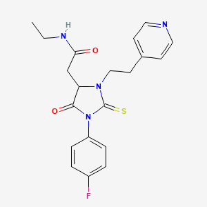 N-ETHYL-2-[1-(4-FLUOROPHENYL)-5-OXO-3-[2-(PYRIDIN-4-YL)ETHYL]-2-SULFANYLIDENEIMIDAZOLIDIN-4-YL]ACETAMIDE