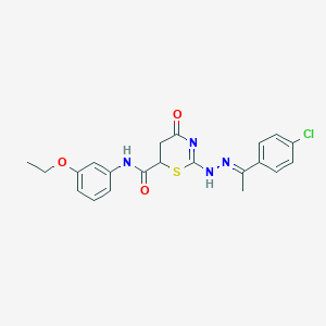 2-[(2E)-2-[1-(4-chlorophenyl)ethylidene]hydrazinyl]-N-(3-ethoxyphenyl)-4-oxo-5,6-dihydro-1,3-thiazine-6-carboxamide