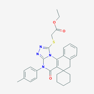 Ethyl {[4-(4-methylphenyl)-5-oxo-4,5,6,7-tetrahydrospiro(benzo[h][1,2,4]triazolo[4,3-a]quinazoline-6,1'-cyclohexane)-1-yl]sulfanyl}acetate