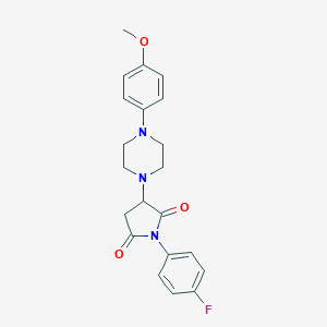 molecular formula C21H22FN3O3 B431195 1-(4-Fluorophenyl)-3-[4-(4-methoxyphenyl)piperazin-1-yl]pyrrolidine-2,5-dione CAS No. 350708-00-8