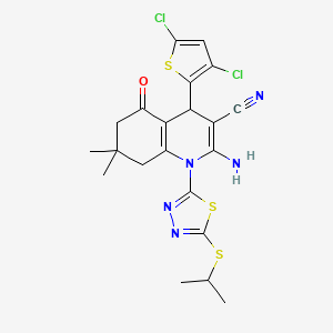 2-AMINO-4-(3,5-DICHLORO-2-THIENYL)-1-[5-(ISOPROPYLSULFANYL)-1,3,4-THIADIAZOL-2-YL]-7,7-DIMETHYL-5-OXO-1,4,5,6,7,8-HEXAHYDRO-3-QUINOLINECARBONITRILE