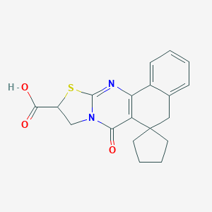molecular formula C19H18N2O3S B431197 7-Oxo-5,7,9,10-tetrahydrospiro[benzo[h][1,3]thiazolo[2,3-b]quinazoline-6,1'-cyclopentane]-10-carboxylic acid CAS No. 374097-78-6