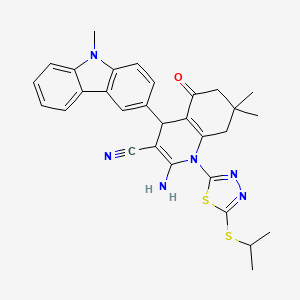 2-AMINO-1-[5-(ISOPROPYLSULFANYL)-1,3,4-THIADIAZOL-2-YL]-7,7-DIMETHYL-4-(9-METHYL-9H-CARBAZOL-3-YL)-5-OXO-1,4,5,6,7,8-HEXAHYDRO-3-QUINOLINECARBONITRILE