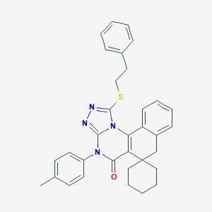 molecular formula C33H32N4OS B431199 4-(4-methylphenyl)-1-[(2-phenylethyl)sulfanyl]-6,7-dihydrospiro(benzo[h][1,2,4]triazolo[4,3-a]quinazoline-6,1'-cyclohexane)-5(4H)-one CAS No. 374090-90-1