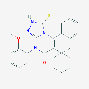 molecular formula C25H24N4O2S B431200 4-(2-methoxyphenyl)-1-sulfanyl-6,7-dihydrospiro(benzo[h][1,2,4]triazolo[4,3-a]quinazoline-6,1'-cyclohexane)-5(4H)-one CAS No. 373375-64-5