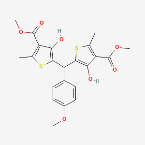 molecular formula C22H22O7S2 B4312011 METHYL 4-HYDROXY-5-{[3-HYDROXY-4-(METHOXYCARBONYL)-5-METHYLTHIOPHEN-2-YL](4-METHOXYPHENYL)METHYL}-2-METHYLTHIOPHENE-3-CARBOXYLATE 