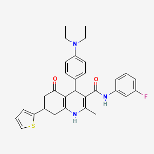 molecular formula C31H32FN3O2S B4312015 4-[4-(DIETHYLAMINO)PHENYL]-N-(3-FLUOROPHENYL)-2-METHYL-5-OXO-7-(2-THIENYL)-1,4,5,6,7,8-HEXAHYDRO-3-QUINOLINECARBOXAMIDE 