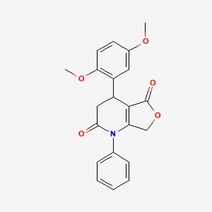 molecular formula C21H19NO5 B4312045 4-(2,5-DIMETHOXYPHENYL)-1-PHENYL-1H,2H,3H,4H,5H,7H-FURO[3,4-B]PYRIDINE-2,5-DIONE 