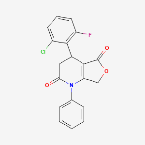 molecular formula C19H13ClFNO3 B4312049 4-(2-CHLORO-6-FLUOROPHENYL)-1-PHENYL-1H,2H,3H,4H,5H,7H-FURO[3,4-B]PYRIDINE-2,5-DIONE 