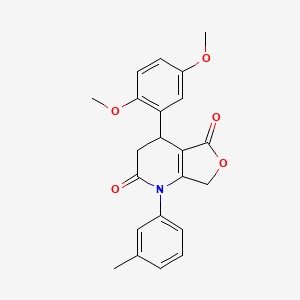 molecular formula C22H21NO5 B4312054 4-(2,5-DIMETHOXYPHENYL)-1-(3-METHYLPHENYL)-1H,2H,3H,4H,5H,7H-FURO[3,4-B]PYRIDINE-2,5-DIONE 