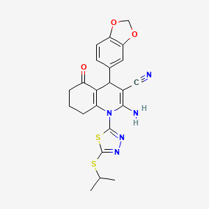 2-AMINO-4-(2H-1,3-BENZODIOXOL-5-YL)-5-OXO-1-[5-(PROPAN-2-YLSULFANYL)-1,3,4-THIADIAZOL-2-YL]-1,4,5,6,7,8-HEXAHYDROQUINOLINE-3-CARBONITRILE