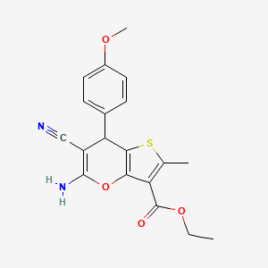 ethyl 5-amino-6-cyano-7-(4-methoxyphenyl)-2-methyl-7H-thieno[3,2-b]pyran-3-carboxylate