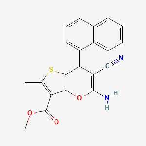 molecular formula C21H16N2O3S B4312062 methyl 5-amino-6-cyano-2-methyl-7-(naphthalen-1-yl)-7H-thieno[3,2-b]pyran-3-carboxylate 