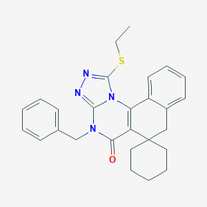 molecular formula C27H28N4OS B431207 1-(ethylsulfanyl)-4-benzyl-6,7-dihydrospiro(benzo[h][1,2,4]triazolo[4,3-a]quinazoline-6,1'-cyclohexane)-5(4H)-one CAS No. 373614-96-1