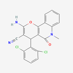 molecular formula C20H13Cl2N3O2 B4312075 2-氨基-4-(2,6-二氯苯基)-6-甲基-5-氧代-5,6-二氢-4H-吡喃并[3,2-c]喹啉-3-腈 