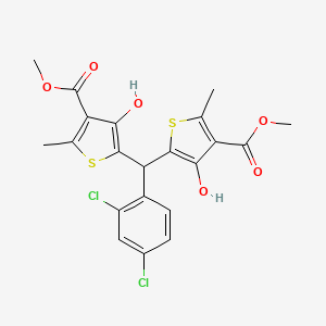 molecular formula C21H18Cl2O6S2 B4312077 METHYL 5-{(2,4-DICHLOROPHENYL)[3-HYDROXY-4-(METHOXYCARBONYL)-5-METHYL-2-THIENYL]METHYL}-4-HYDROXY-2-METHYL-3-THIOPHENECARBOXYLATE 