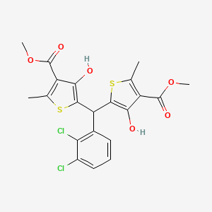 molecular formula C21H18Cl2O6S2 B4312081 METHYL 5-{(2,3-DICHLOROPHENYL)[3-HYDROXY-4-(METHOXYCARBONYL)-5-METHYL-2-THIENYL]METHYL}-4-HYDROXY-2-METHYL-3-THIOPHENECARBOXYLATE 