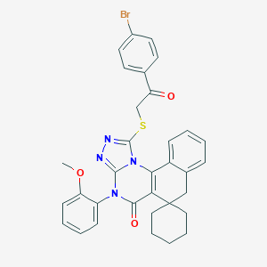 molecular formula C33H29BrN4O3S B431209 1-{[2-(4-bromophenyl)-2-oxoethyl]sulfanyl}-4-(2-methoxyphenyl)-4H-spiro[benzo[h][1,2,4]triazolo[4,3-a]quinazoline-6,1'-cyclohexan]-5(7H)-one 