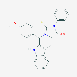 5-(4-methoxyphenyl)-2-phenyl-3-thioxo-2,3,5,6,11,11a-hexahydro-1H-imidazo[5',1':6,1]pyrido[3,4-b]indol-1-one