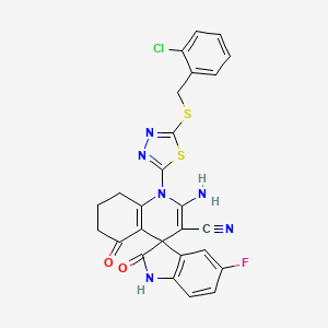 molecular formula C26H18ClFN6O2S2 B4312121 2'-amino-1'-{5-[(2-chlorobenzyl)thio]-1,3,4-thiadiazol-2-yl}-5-fluoro-2,5'-dioxo-1,2,5',6',7',8'-hexahydro-1'H-spiro[indole-3,4'-quinoline]-3'-carbonitrile 