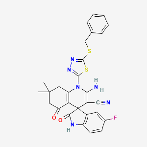 2'-amino-1'-[5-(benzylthio)-1,3,4-thiadiazol-2-yl]-5-fluoro-7',7'-dimethyl-2,5'-dioxo-1,2,5',6',7',8'-hexahydro-1'H-spiro[indole-3,4'-quinoline]-3'-carbonitrile