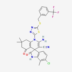 molecular formula C30H24ClF3N6O2S2 B4312186 2'-amino-6-chloro-7,7',7'-trimethyl-2,5'-dioxo-1'-(5-{[3-(trifluoromethyl)benzyl]thio}-1,3,4-thiadiazol-2-yl)-1,2,5',6',7',8'-hexahydro-1'H-spiro[indole-3,4'-quinoline]-3'-carbonitrile 