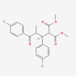 molecular formula C21H20ClFO5 B4312204 DIMETHYL 2-[1-(4-CHLOROPHENYL)-3-(4-FLUOROPHENYL)-2-METHYL-3-OXOPROPYL]MALONATE 