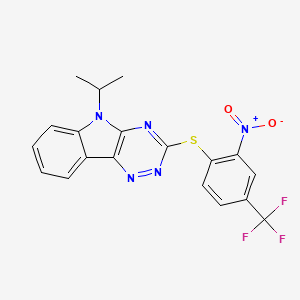 molecular formula C19H14F3N5O2S B4312206 3-{[2-nitro-4-(trifluoromethyl)phenyl]sulfanyl}-5-(propan-2-yl)-5H-[1,2,4]triazino[5,6-b]indole 