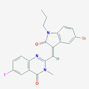 molecular formula C21H17BrIN3O2 B431225 2-[(Z)-(5-bromo-2-oxo-1-propyl-1,2-dihydro-3H-indol-3-ylidene)methyl]-6-iodo-3-methylquinazolin-4(3H)-one 