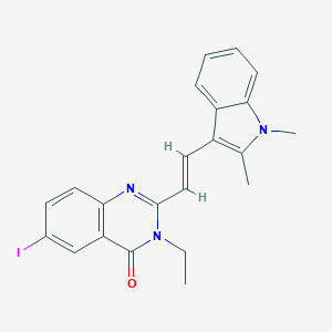 molecular formula C22H20IN3O B431226 2-[2-(1,2-dimethyl-1H-indol-3-yl)vinyl]-3-ethyl-6-iodo-4(3H)-quinazolinone 