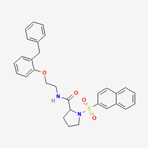 molecular formula C30H30N2O4S B4312266 N-[2-(2-benzylphenoxy)ethyl]-1-(naphthalen-2-ylsulfonyl)prolinamide 