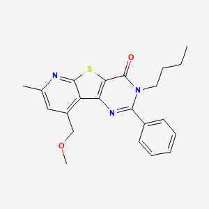 molecular formula C22H23N3O2S B4312282 5-butyl-13-(methoxymethyl)-11-methyl-4-phenyl-8-thia-3,5,10-triazatricyclo[7.4.0.02,7]trideca-1(13),2(7),3,9,11-pentaen-6-one 