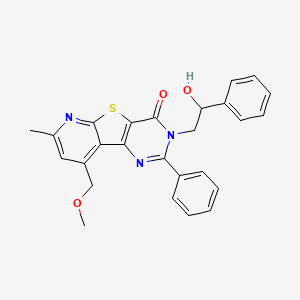 molecular formula C26H23N3O3S B4312289 5-(2-hydroxy-2-phenylethyl)-13-(methoxymethyl)-11-methyl-4-phenyl-8-thia-3,5,10-triazatricyclo[7.4.0.02,7]trideca-1(13),2(7),3,9,11-pentaen-6-one 