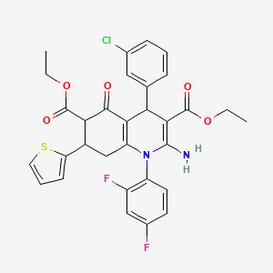 DIETHYL 2-AMINO-4-(3-CHLOROPHENYL)-1-(2,4-DIFLUOROPHENYL)-5-OXO-7-(2-THIENYL)-1,4,5,6,7,8-HEXAHYDRO-3,6-QUINOLINEDICARBOXYLATE